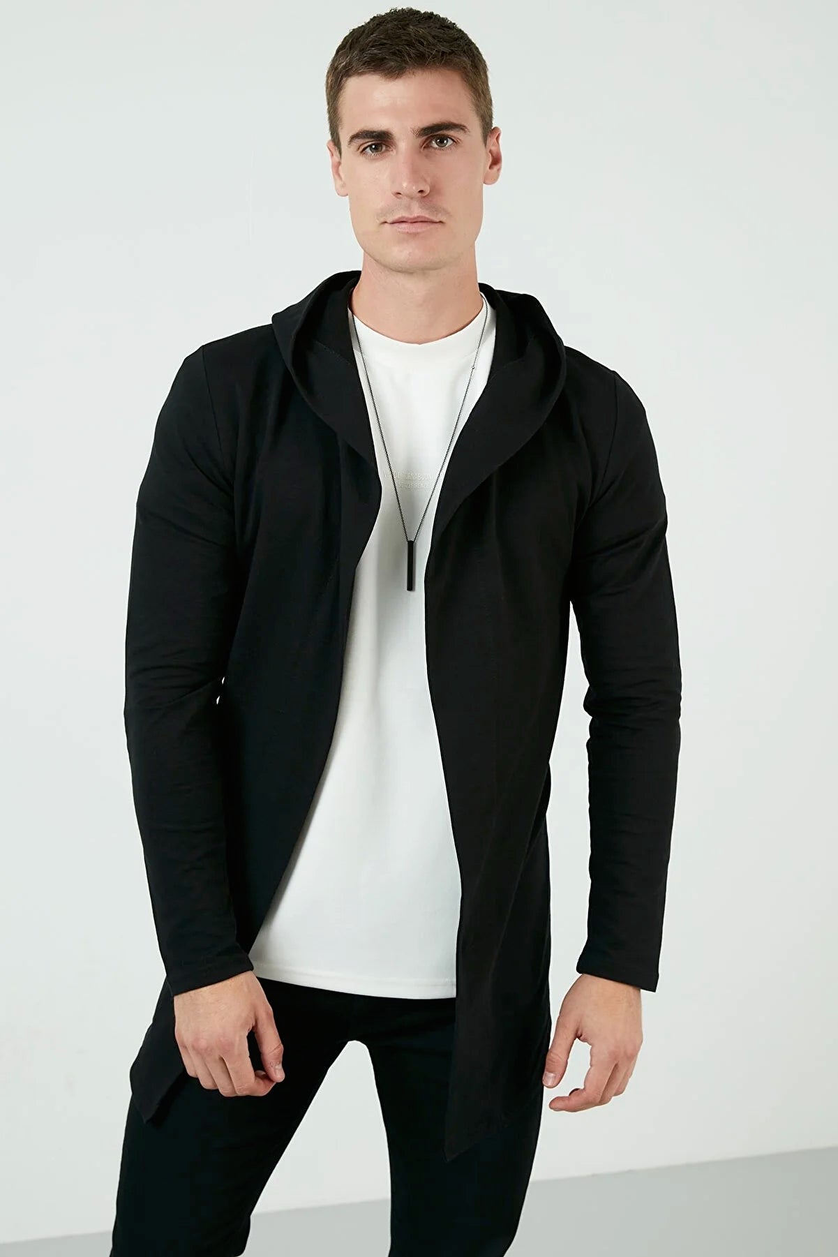 Slim Fit Cotton Hooded Knitted Cardigan