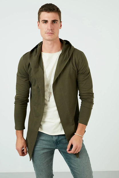 Slim Fit Cotton Hooded Knitted Cardigan