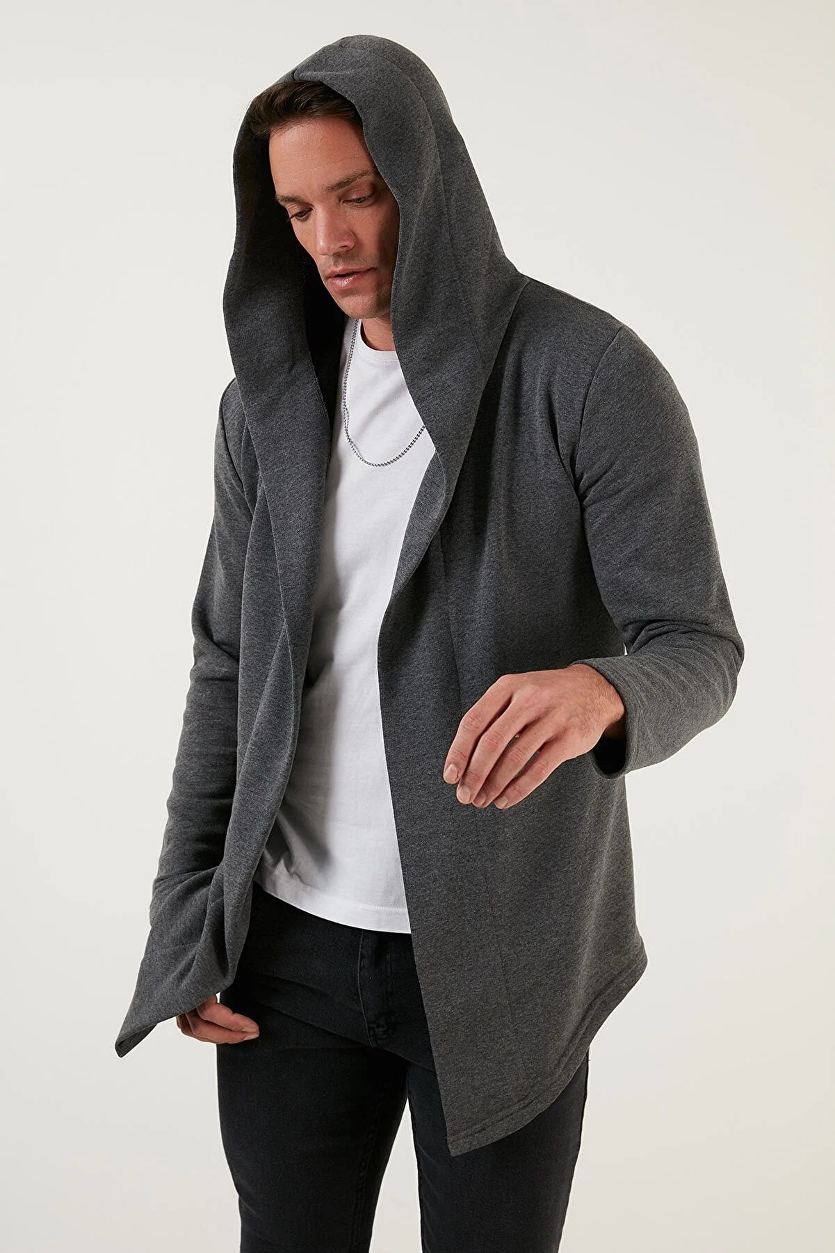 Slim Fit Cotton Hooded Knitted Cardigan
