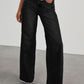 Raw Hem Wide Leg Jeans with Pockets