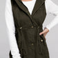 Drawstring Waist Military Hoodie Vest