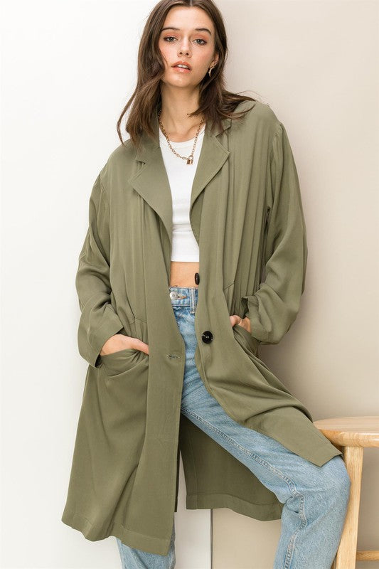 Right Round Button-Front Oversized Coat