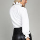 Ruffle Trim Mock Neck  Blouse
