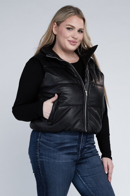 Plus Size Puff Vest