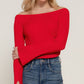 Long Flare Sleeve Off Shoulder Sweater