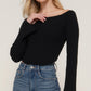 Long Flare Sleeve Off Shoulder Sweater