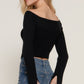 Long Flare Sleeve Off Shoulder Sweater