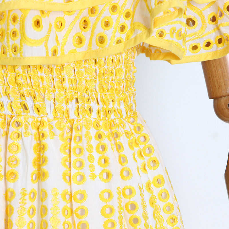 Elegant Lady Maxi Dress for Women Autumn Double Layer Lotus