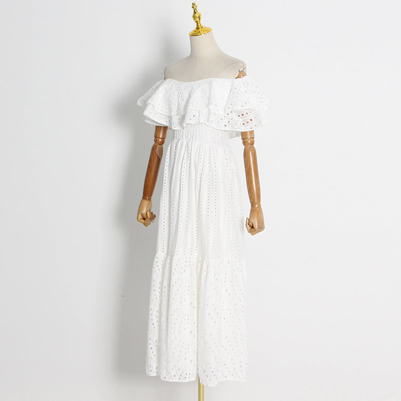 Elegant Lady Maxi Dress for Women Autumn Double Layer Lotus