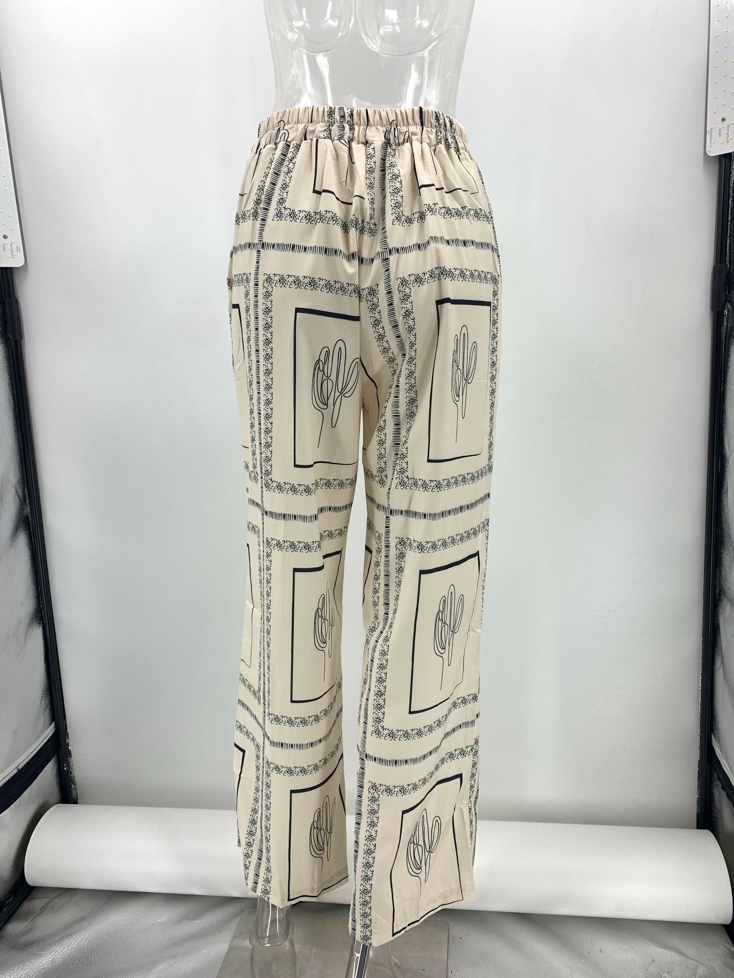 Printed Long Sleeved Shirt Trousers Two Piece Suit