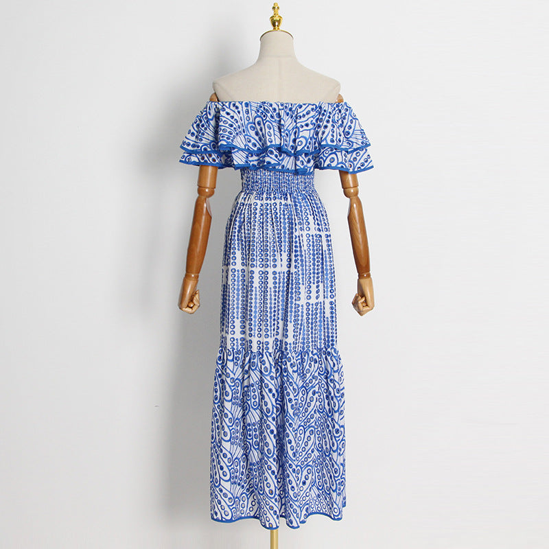 Elegant Lady Maxi Dress for Women Autumn Double Layer Lotus