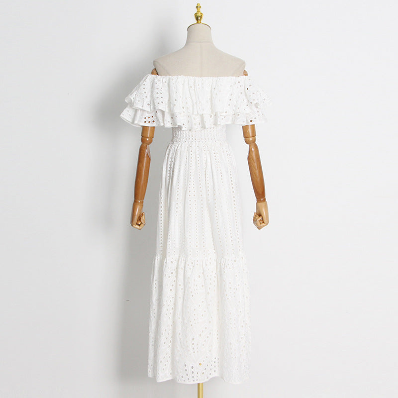 Elegant Lady Maxi Dress for Women Autumn Double Layer Lotus