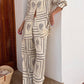 Printed Long Sleeved Shirt Trousers Two Piece Suit