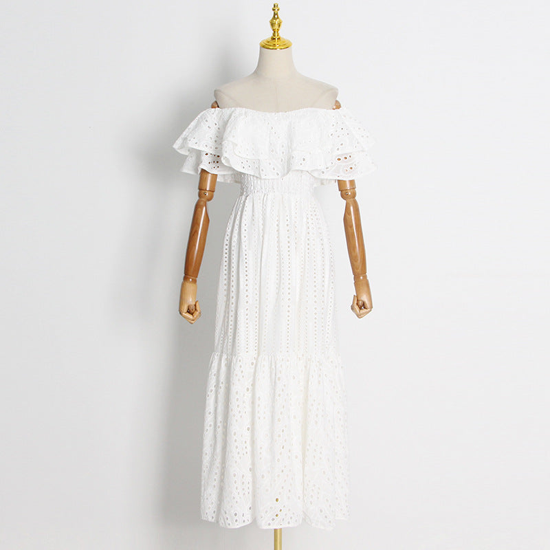 Elegant Lady Maxi Dress for Women Autumn Double Layer Lotus