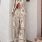 Printed Long Sleeved Shirt Trousers Two Piece Suit