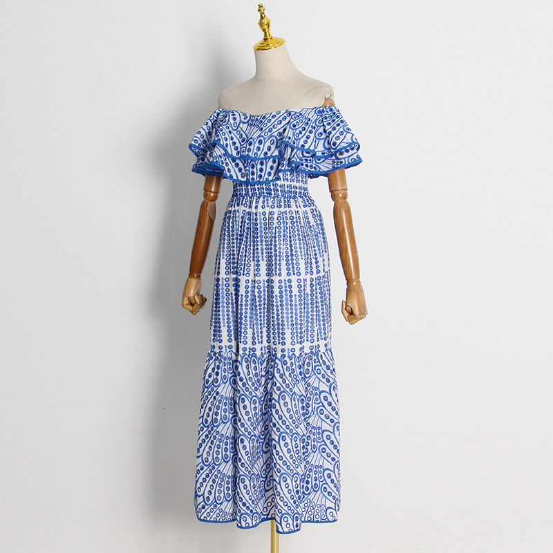 Elegant Lady Maxi Dress for Women Autumn Double Layer Lotus