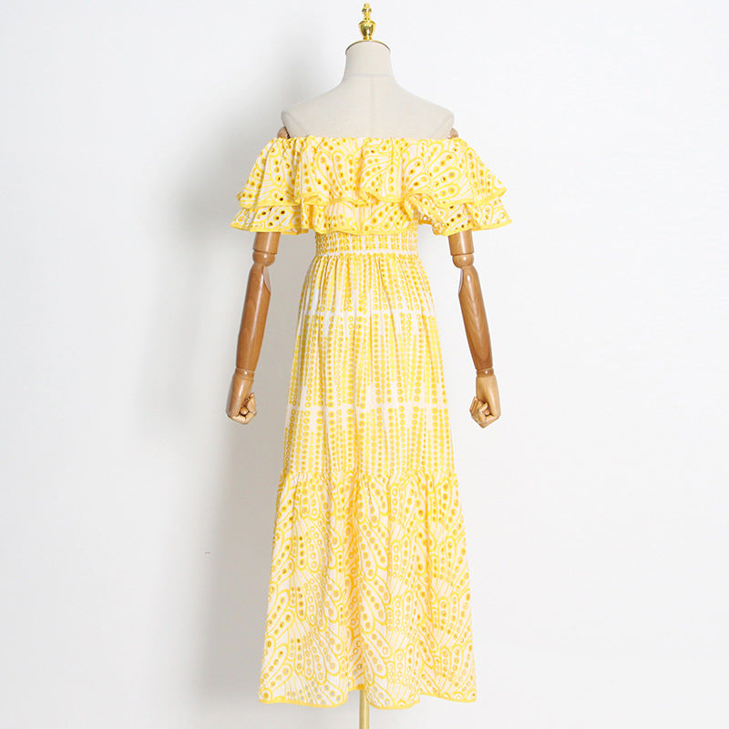 Elegant Lady Maxi Dress for Women Autumn Double Layer Lotus