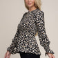 Allover Floral Shirred Peplum Blouse