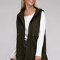 Drawstring Waist Military Hoodie Vest