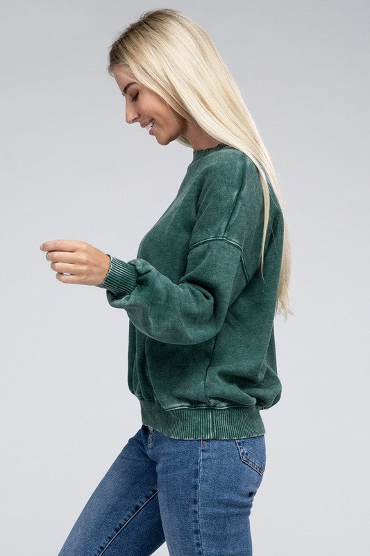 Acid Wash Fleece Oversized Pullover