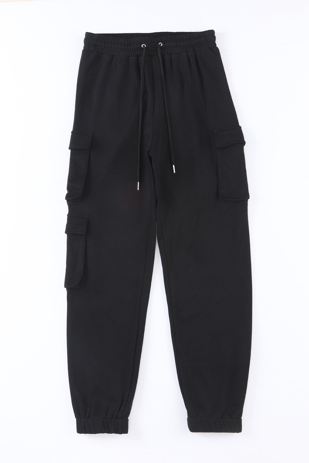 Black Drawstring Jogger Pants with Cargo Pockets