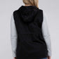 Plus Drawstring Waist Military Hoodie Vest