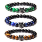 classic style round natural stone tiger eye beaded handmade unisex bracelets