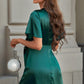 Tie Front Plunge Flutter Sleeve Mini Dress