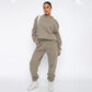 Solid Color Hooded Long Sleeve Sweater and Casual Trousers Suit