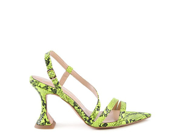Cherry Tart Snake Print Spool Heel Sandals