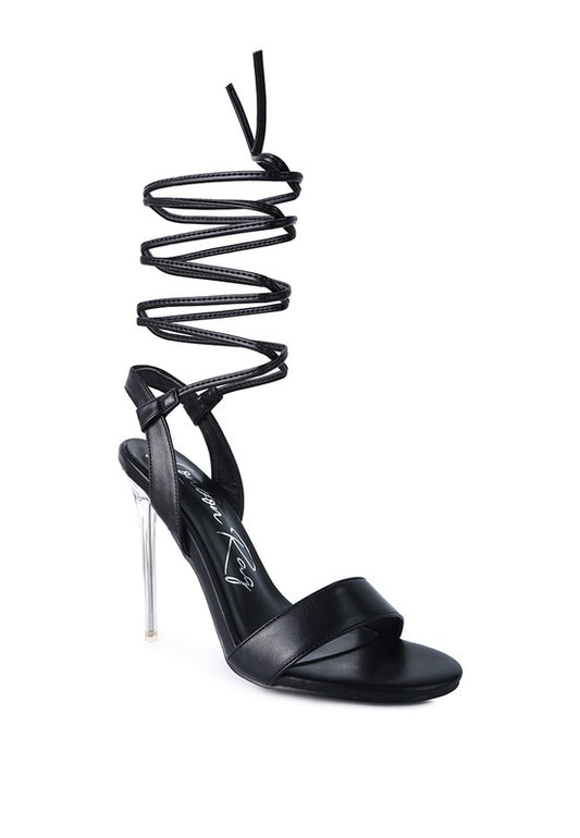 Sheeny Clear Stiletto Lace Up Sandal