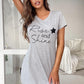RISE AND SHINE Contrast Lace V-Neck T-Shirt Dress