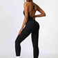 Open Back Spaghetti Strap Sports Jumpsuit