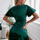 Tie Front Plunge Flutter Sleeve Mini Dress