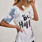 BE HAPPY Graphic Round Neck Tee