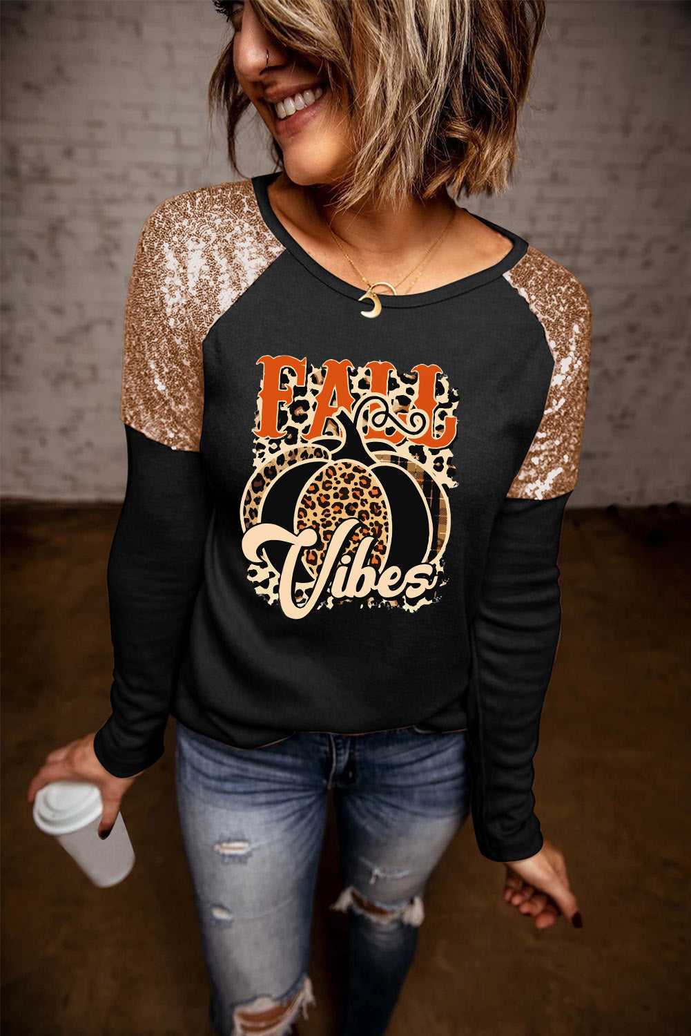 Fall Vibes Graphic Sequin T-Shirt