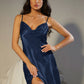 Spaghetti Strap Cowl Neck Satin Night Dress