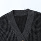 Waffle-Knit Drop Shoulder Button-Down Cardigan