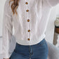 Cable-Knit Buttoned Round Neck Sweater