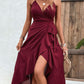 Swiss Dot Spaghetti Strap Ruffled Dress