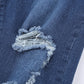 High-Rise Distressed Hem Detail Jeans