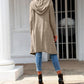 Cable-Knit Open Front Hooded Cardigan