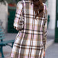 Plaid Button-Up Longline Shirt Jacket