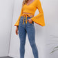 Tie Front Flare Sleeve Cropped Top