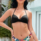 Floral Belted Dress and Halter Neck Bikini Set