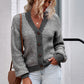 Waffle-Knit Drop Shoulder Button-Down Cardigan