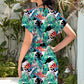 Floral Belted Dress and Halter Neck Bikini Set