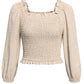 Swiss Dot Smocked Frill Trim Blouse