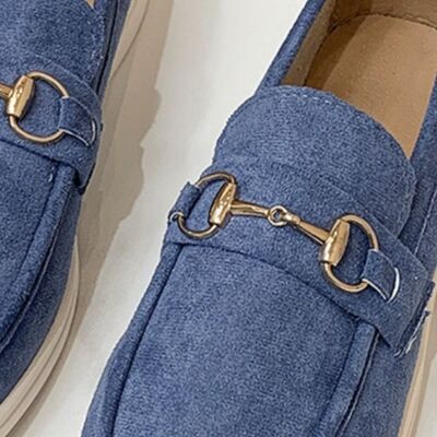 European Style Metal Buckle Flat Shoes