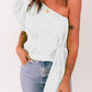 Tied Puff Sleeve One-Shoulder Top
